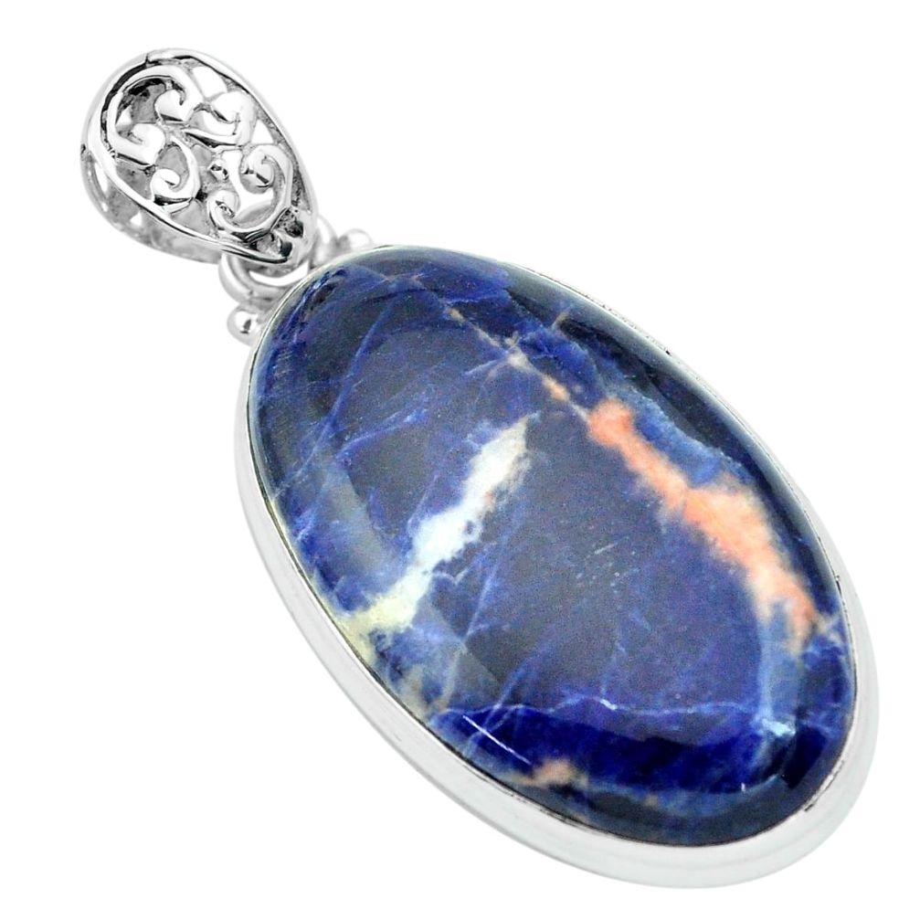 925 sterling silver 29.32cts natural orange sodalite oval pendant jewelry p66331