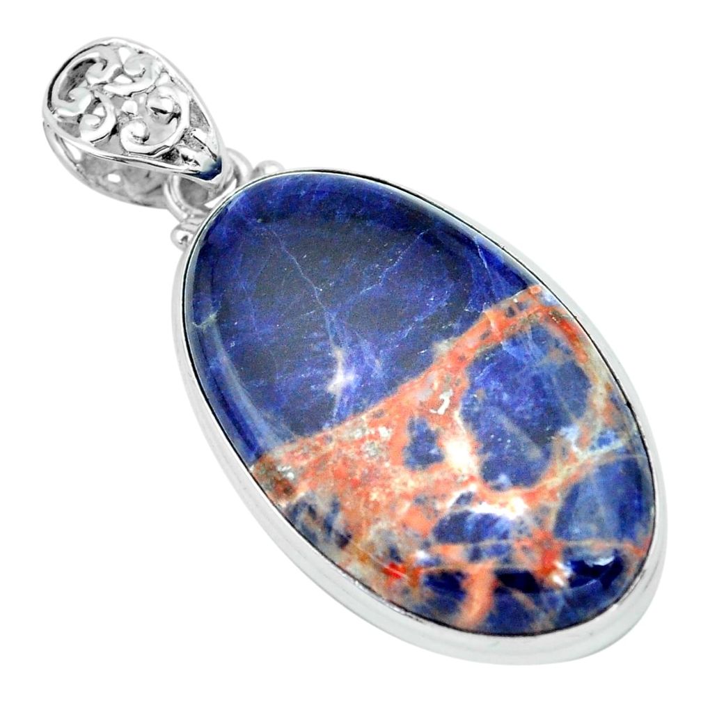 925 sterling silver 27.69cts natural orange sodalite oval pendant jewelry p66340