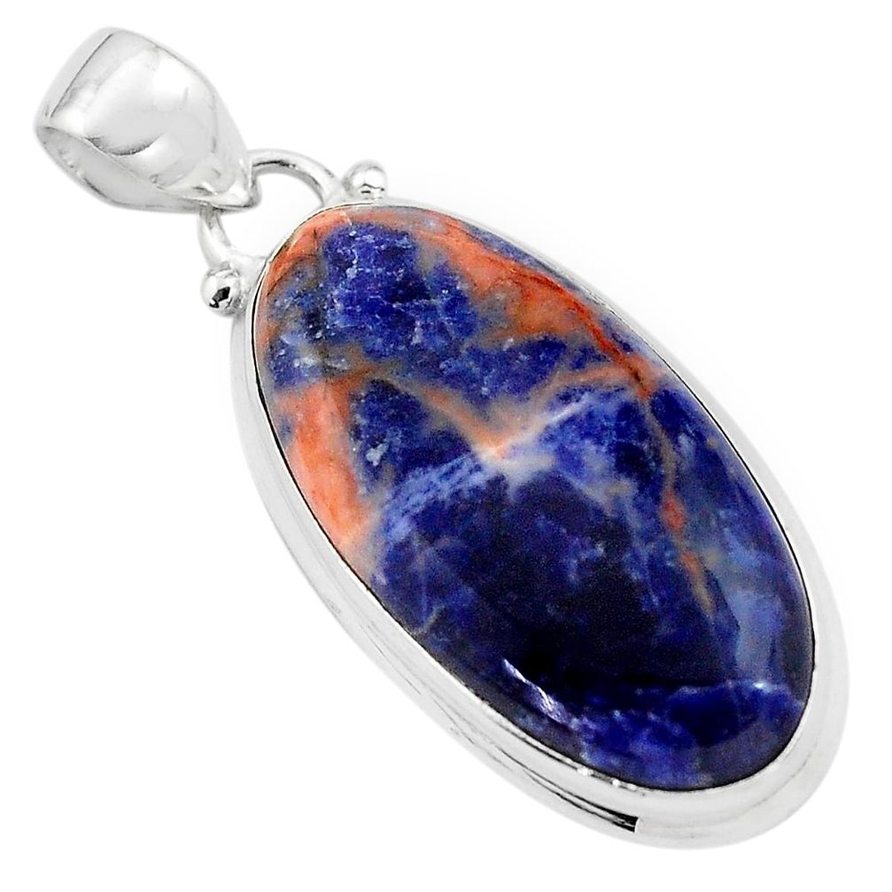 925 sterling silver 16.73cts natural orange sodalite oval pendant p85377