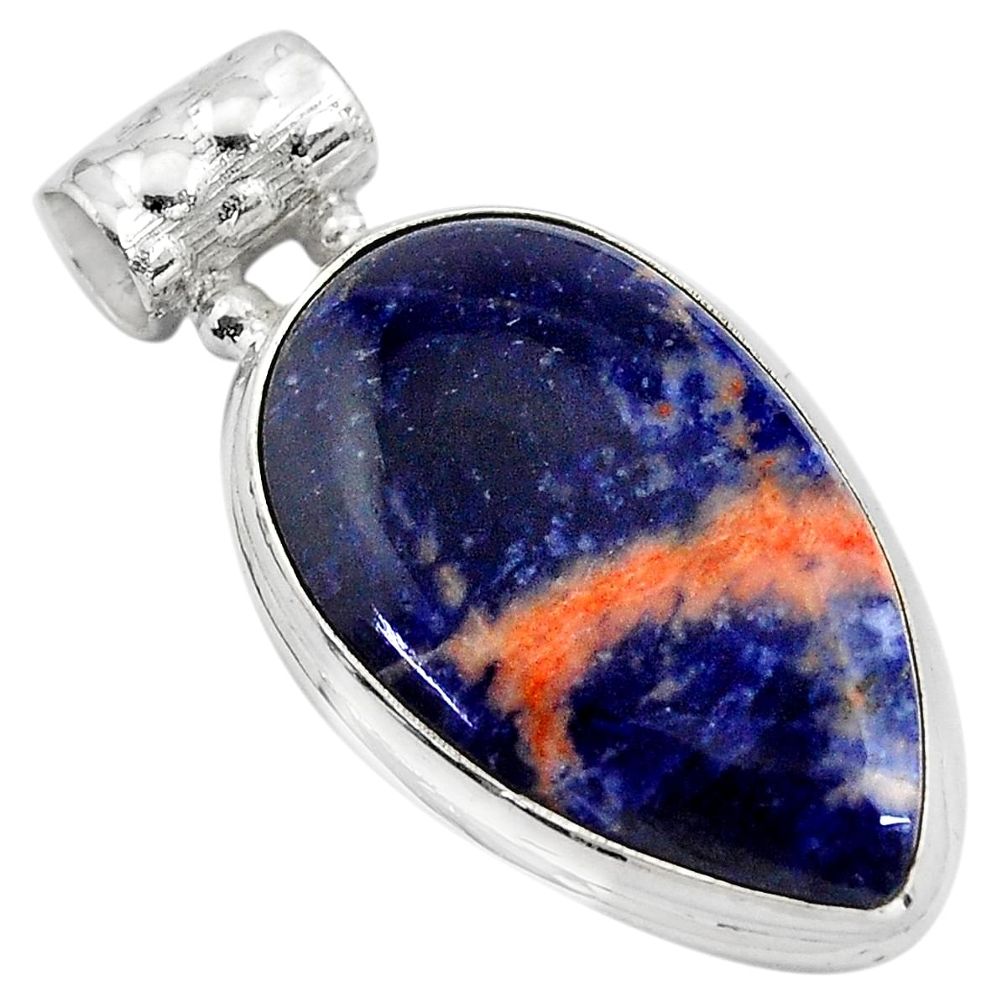 925 sterling silver 15.08cts natural orange sodalite pear pendant jewelry p85489