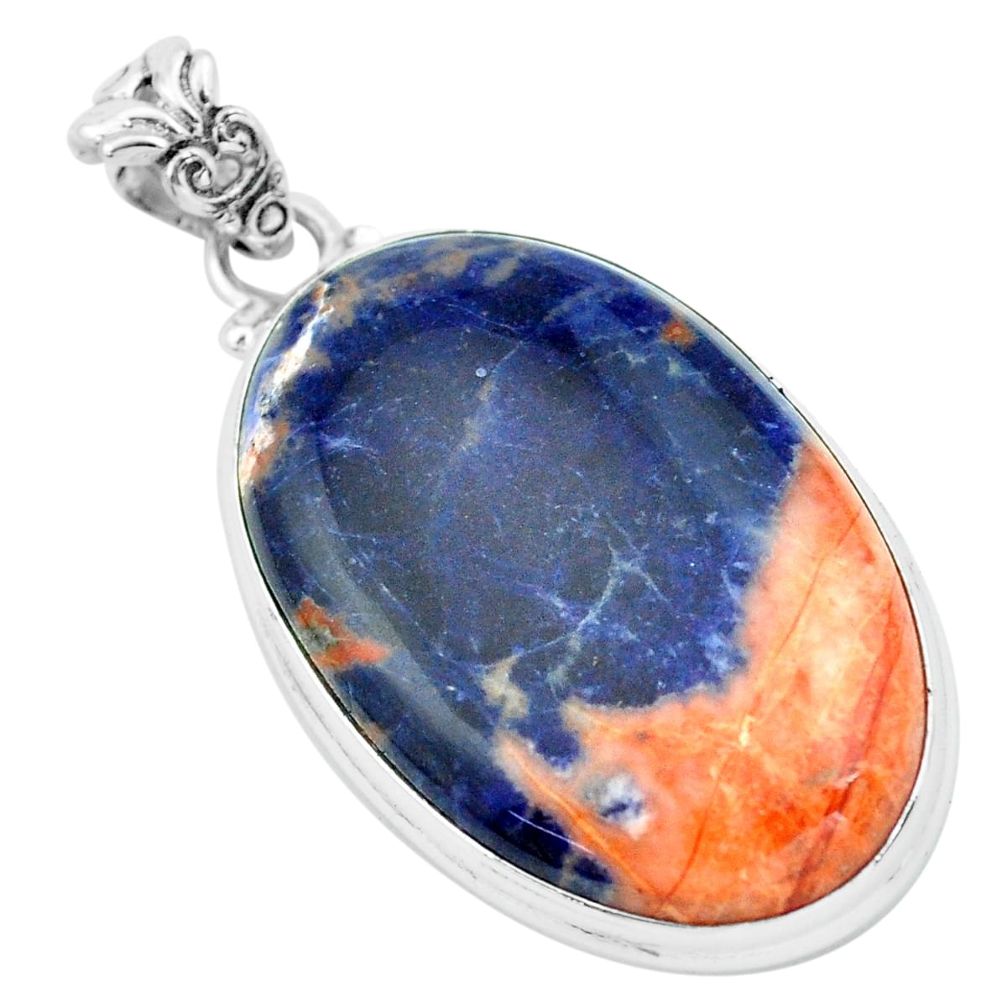 925 sterling silver 25.00cts natural orange sodalite pendant jewelry p66328