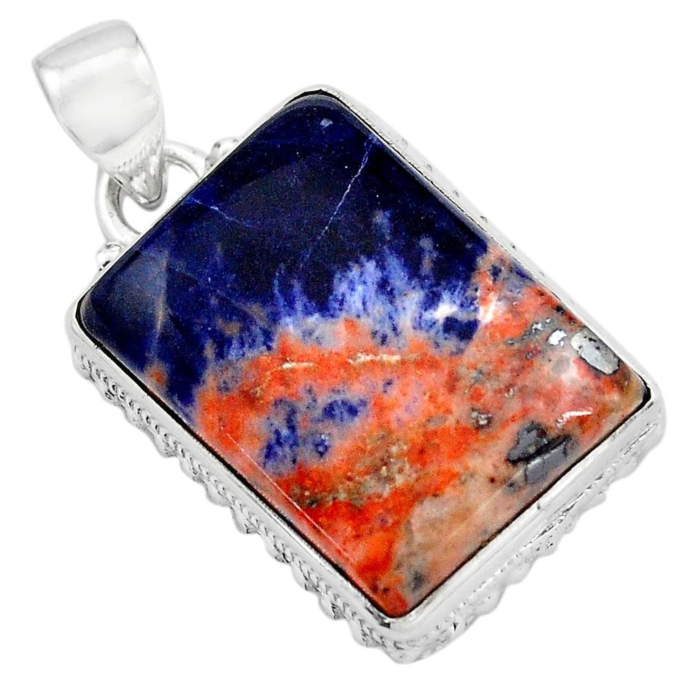 925 sterling silver 22.02cts natural orange sodalite pendant jewelry p85444