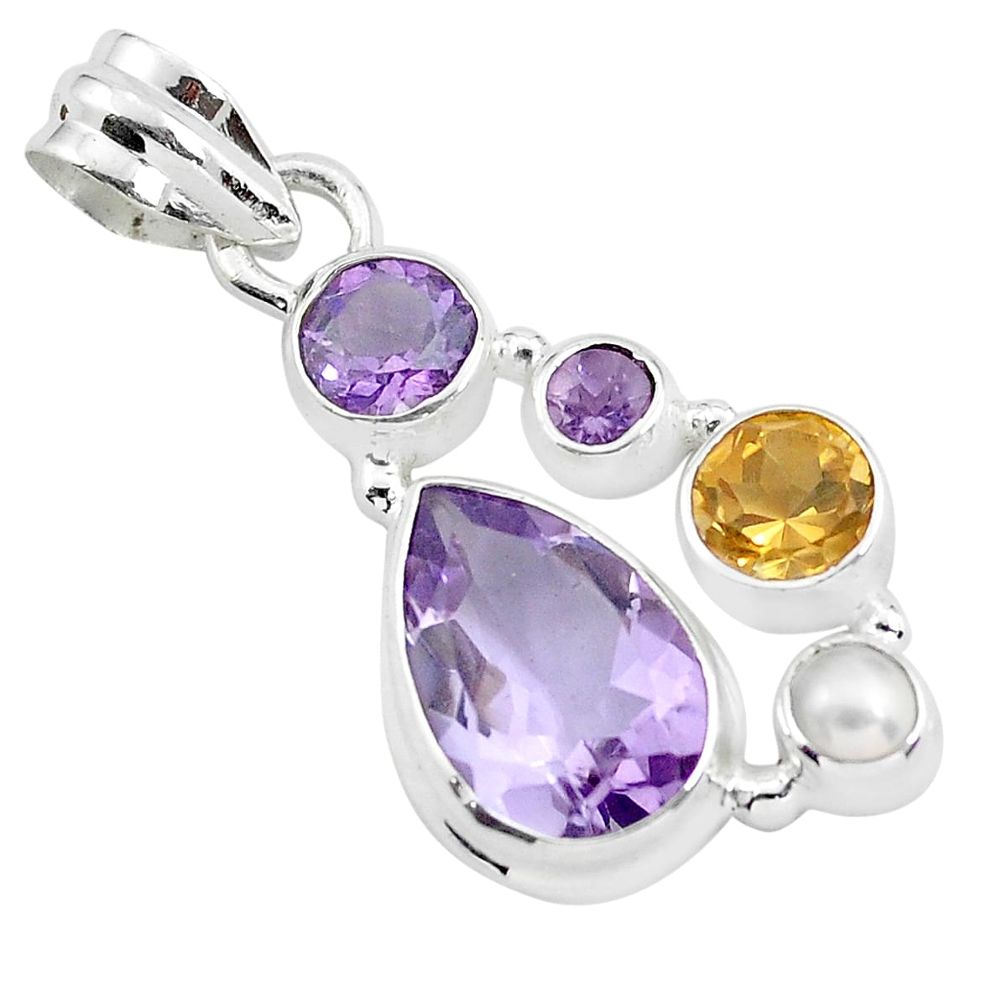 925 sterling silver 8.44cts natural pink amethyst citrine pendant jewelry p59284