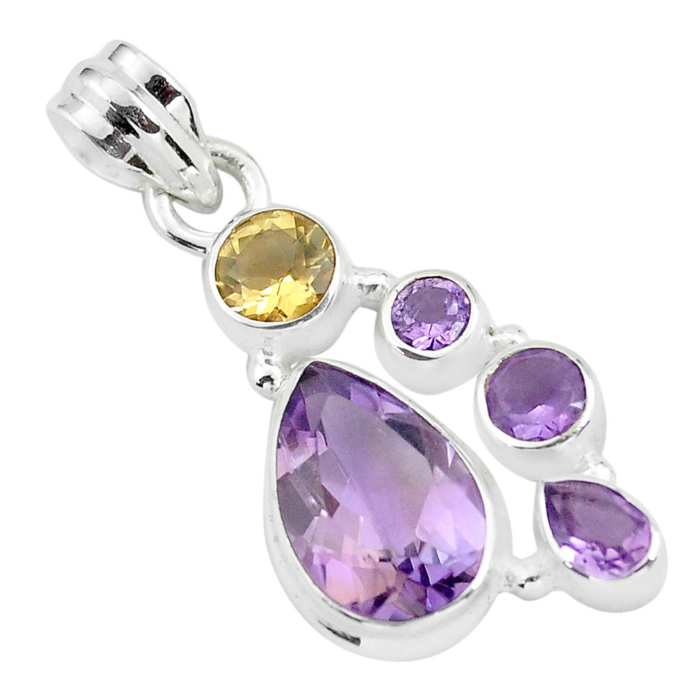 925 sterling silver 8.54cts natural pink amethyst citrine pendant jewelry p59288