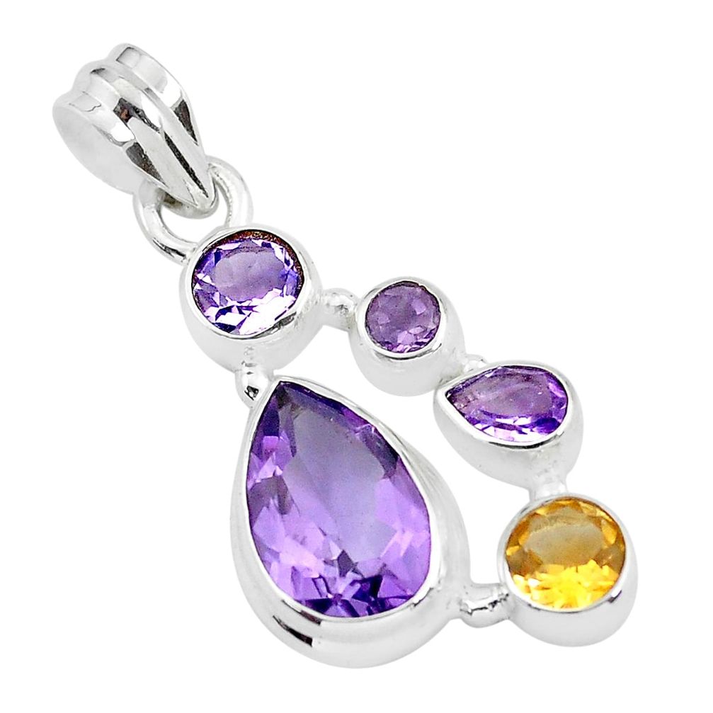 925 sterling silver 8.83cts natural pink amethyst citrine pendant jewelry p59291