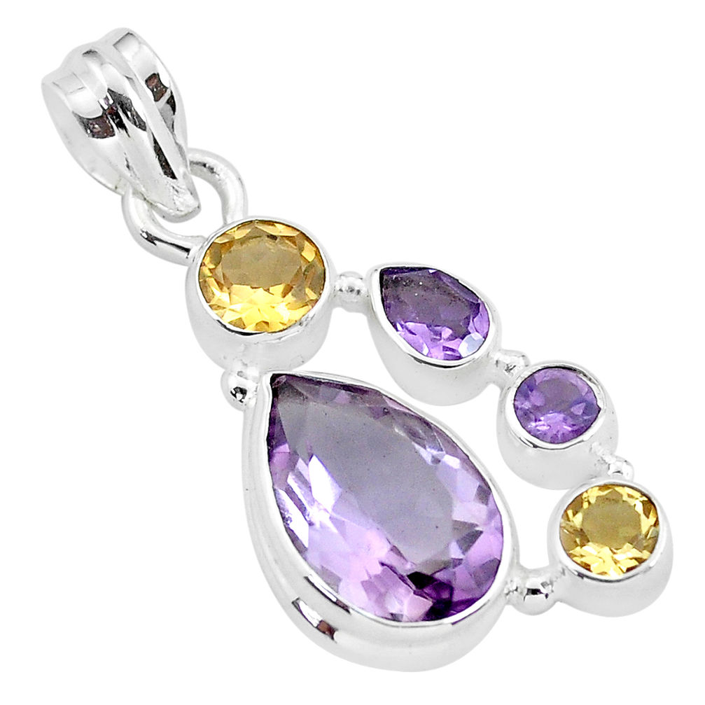 925 sterling silver 9.07cts natural pink amethyst citrine pendant jewelry p59295