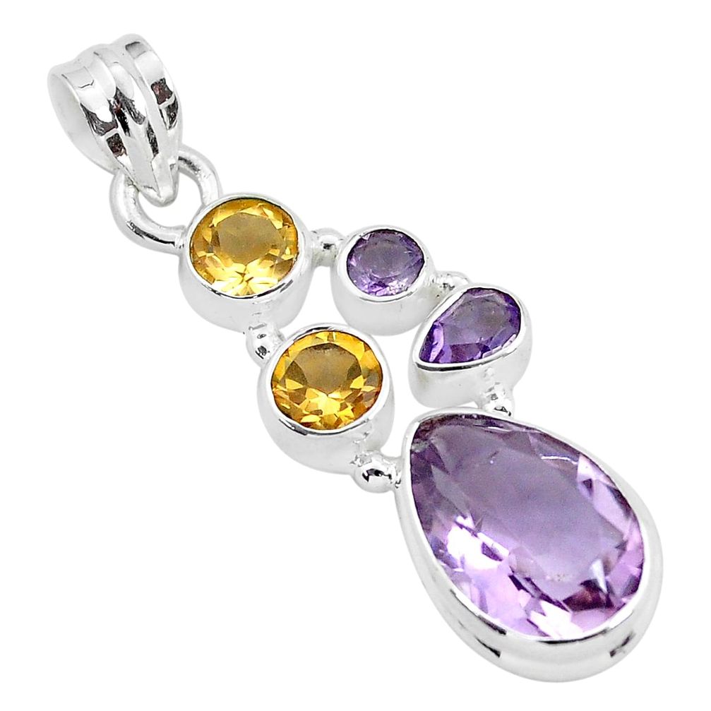 925 sterling silver 8.70cts natural pink amethyst citrine pendant jewelry p59300