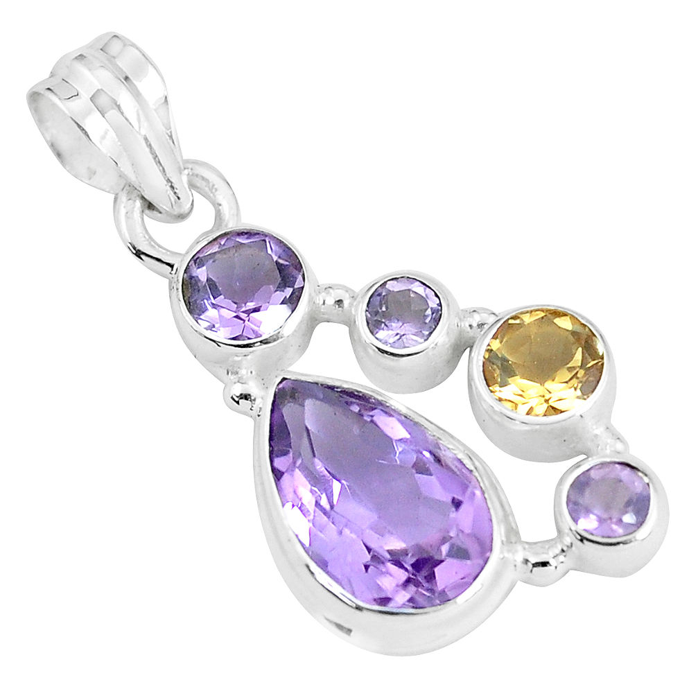 925 sterling silver 8.76cts natural pink amethyst citrine pendant jewelry p59320