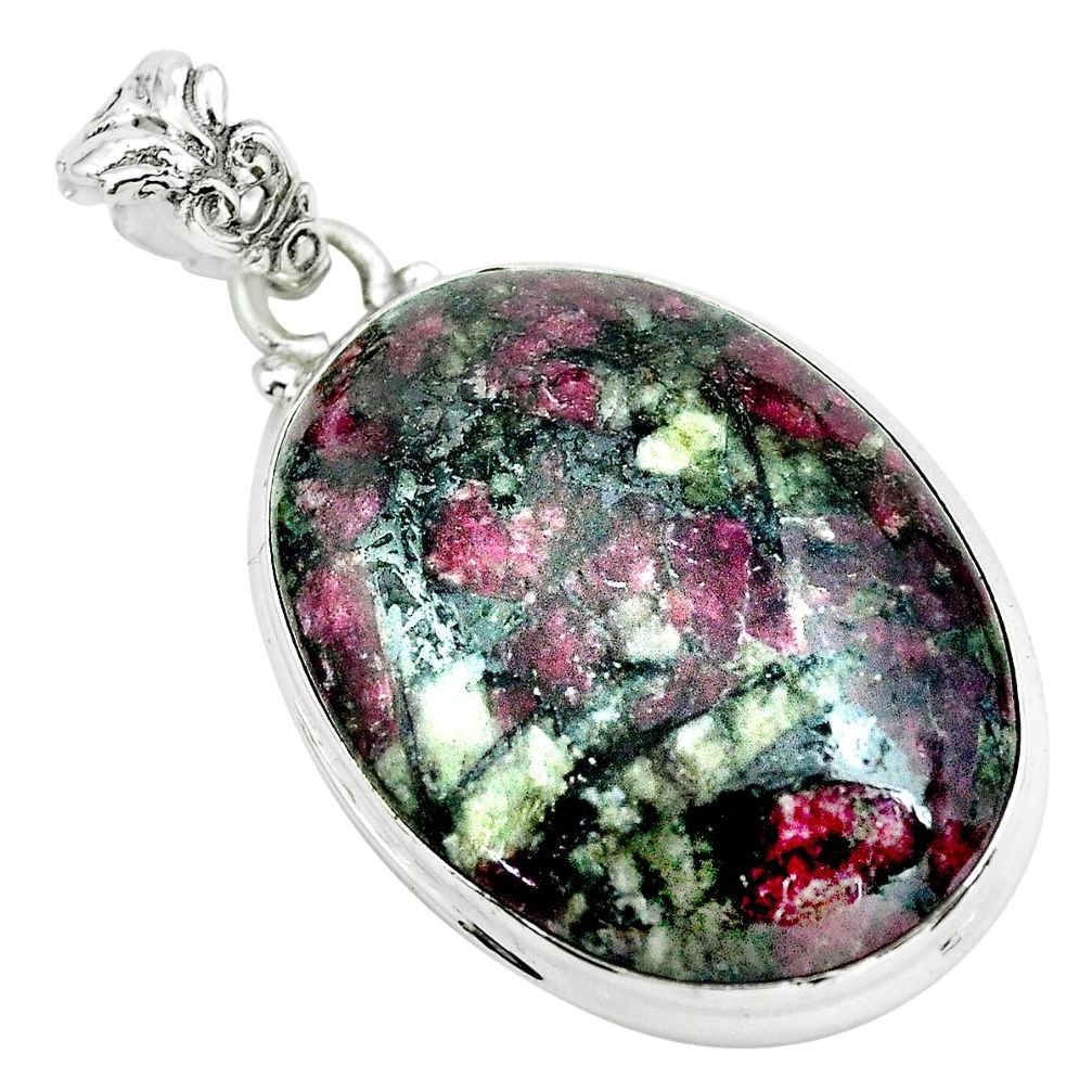 925 sterling silver 26.16cts natural pink eudialyte oval pendant jewelry p66172