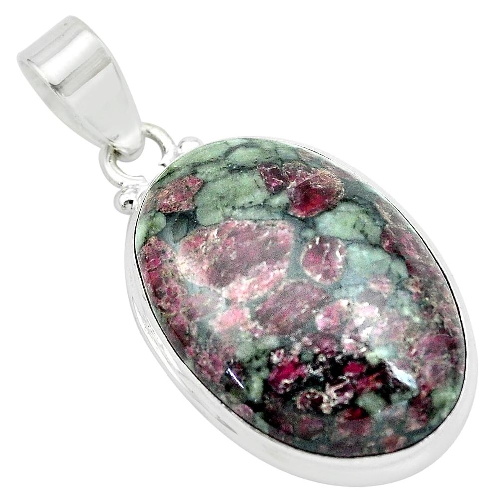 925 sterling silver 22.30cts natural pink eudialyte oval pendant jewelry p66175