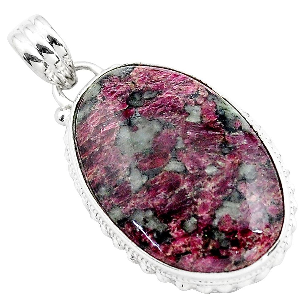 925 sterling silver 17.55cts natural pink eudialyte oval pendant jewelry p85011