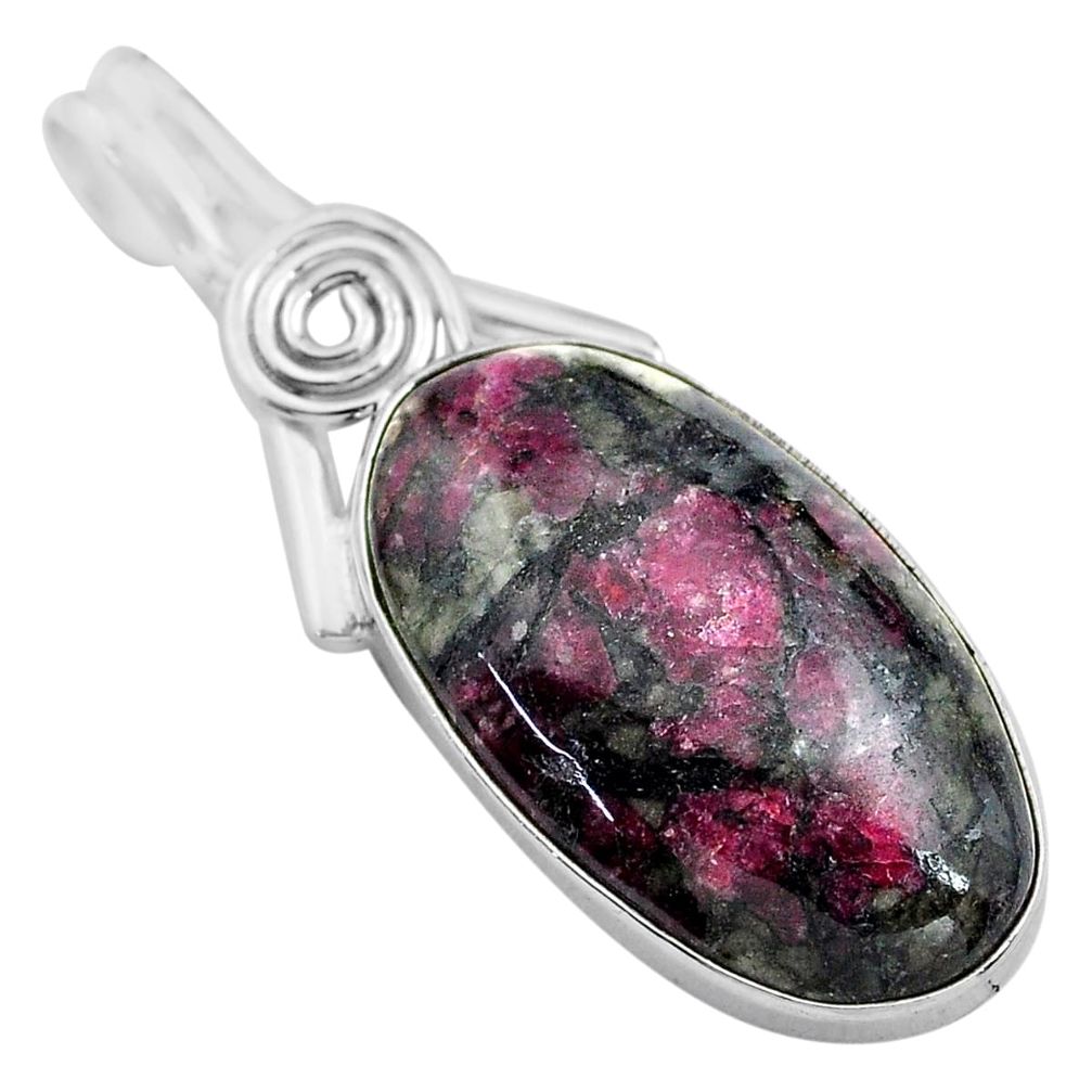 925 sterling silver 19.72cts natural pink eudialyte oval shape pendant p85576
