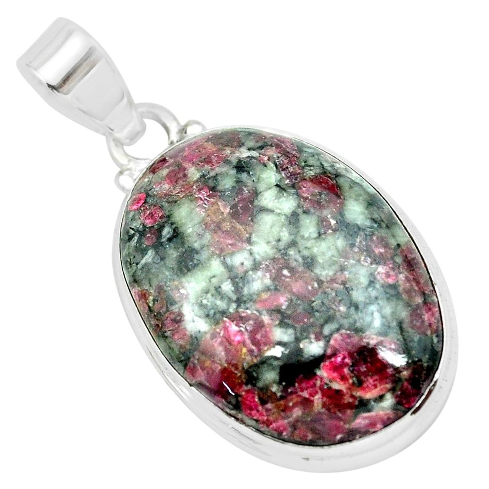 925 sterling silver 24.00cts natural pink eudialyte pendant jewelry p66180