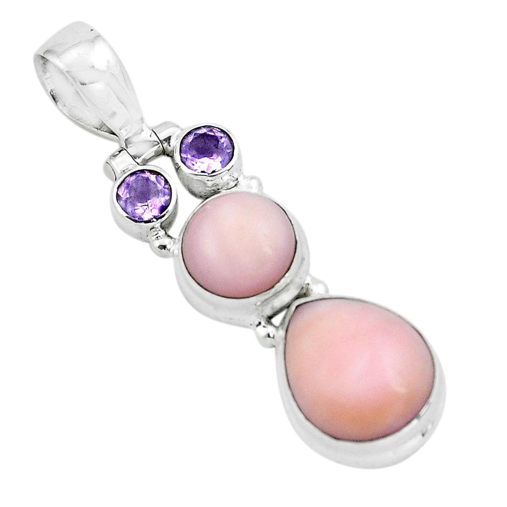 925 sterling silver 7.90cts natural pink opal amethyst pendant jewelry p67403