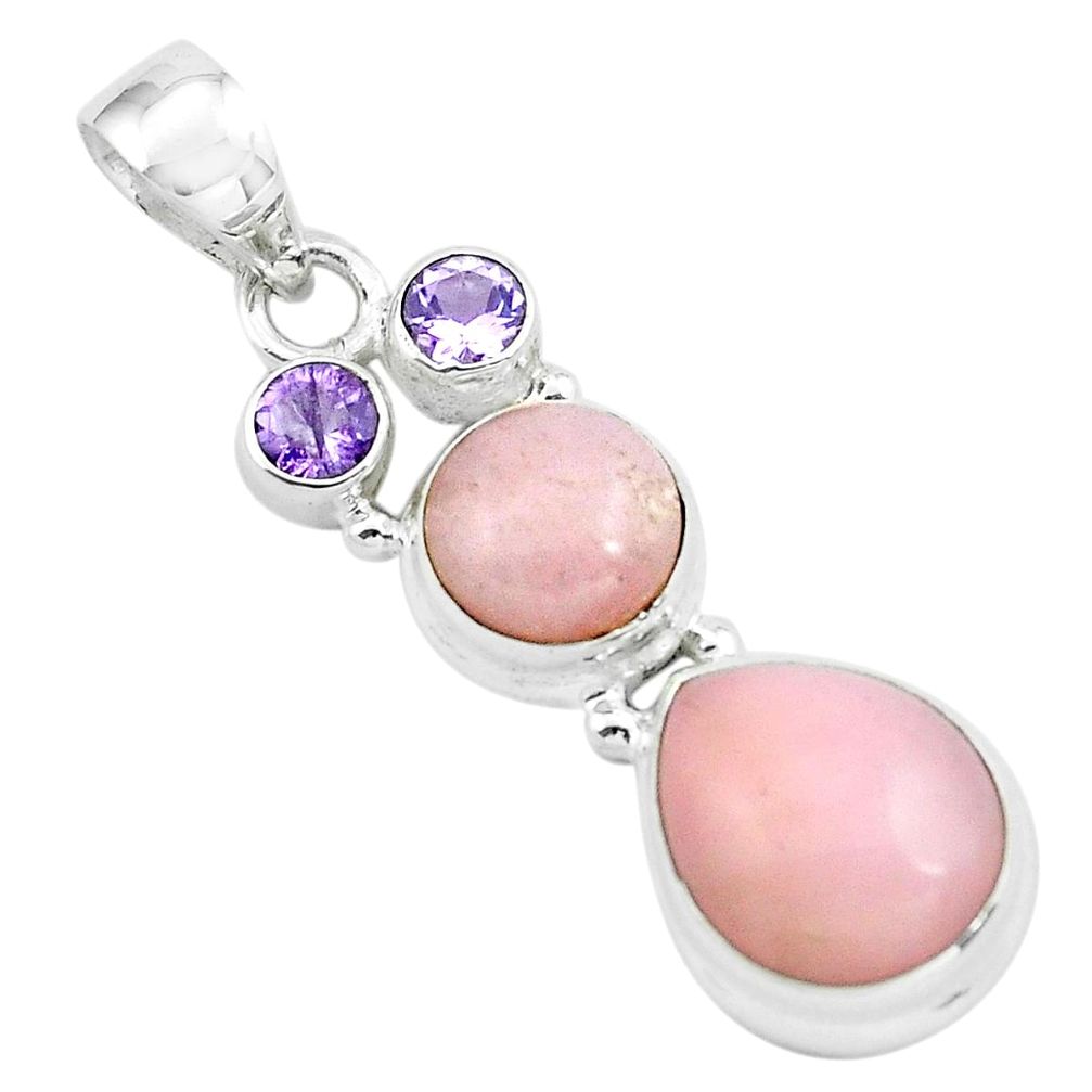 925 sterling silver 7.54cts natural pink opal amethyst pendant jewelry p67410