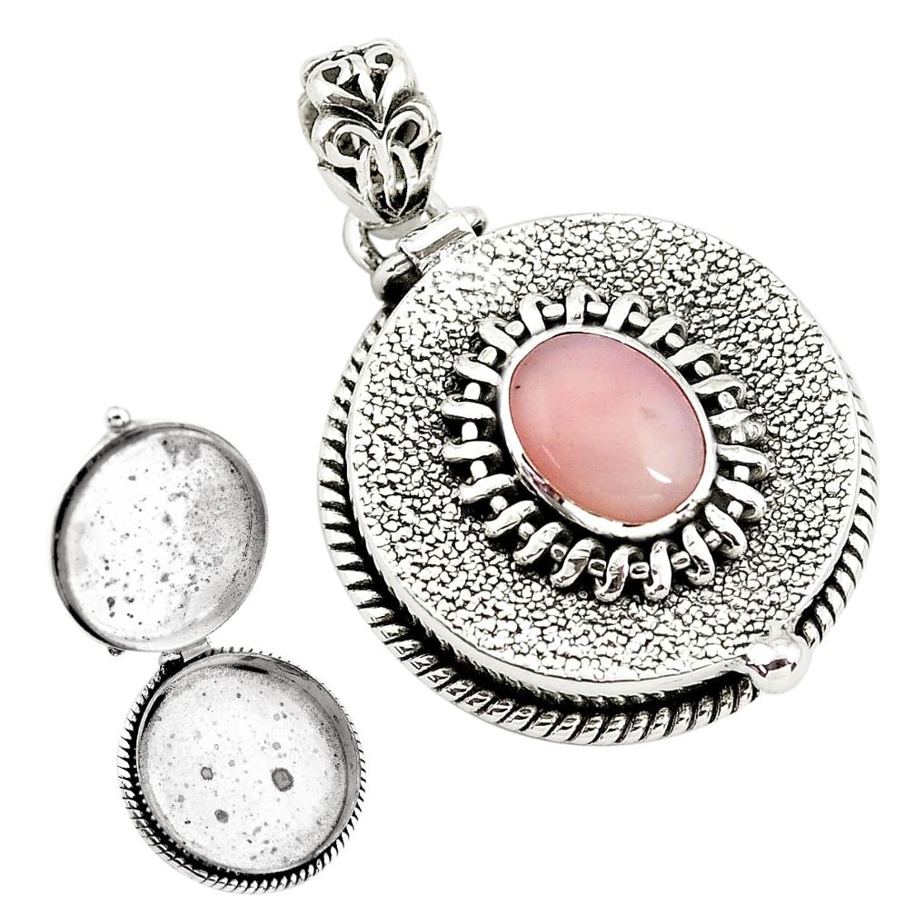 925 sterling silver 4.68cts natural pink opal poison box pendant jewelry p79871