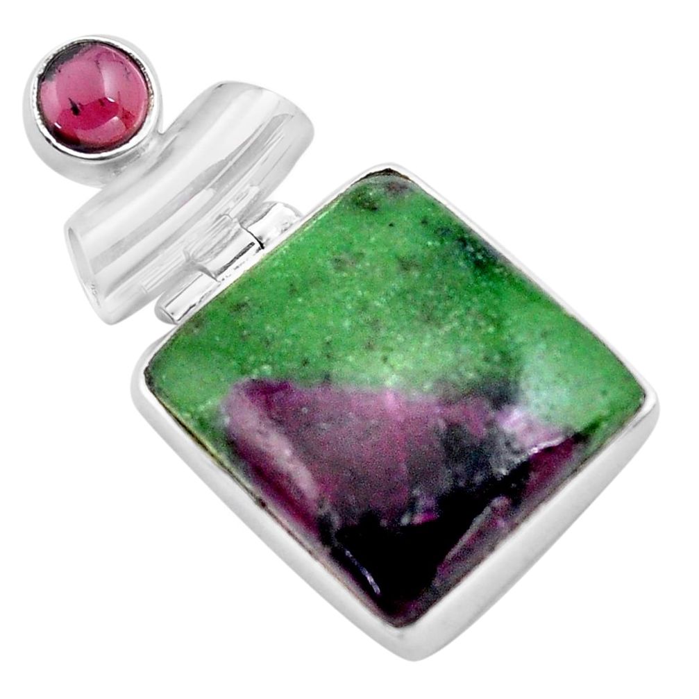925 sterling silver 25.00cts natural pink ruby zoisite garnet pendant p85520