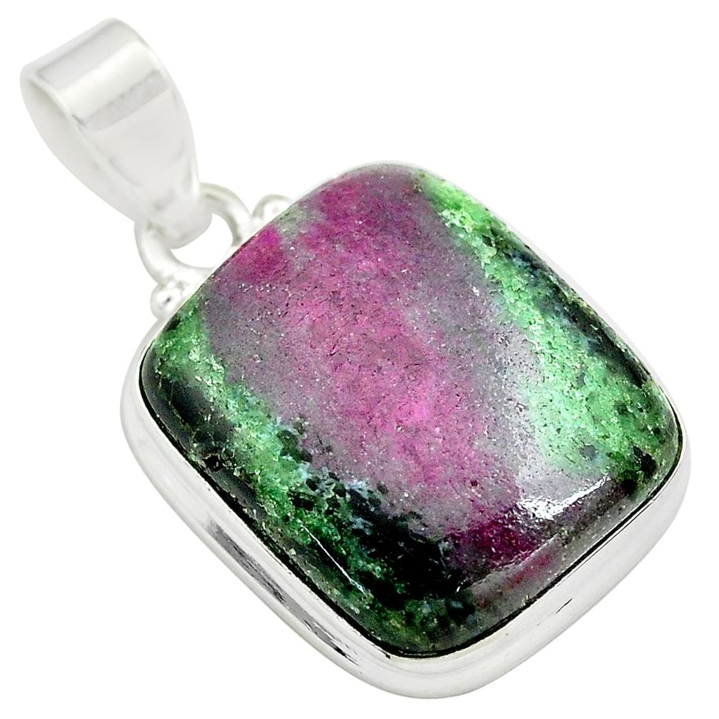 925 sterling silver 25.57cts natural pink ruby zoisite pendant jewelry p71993