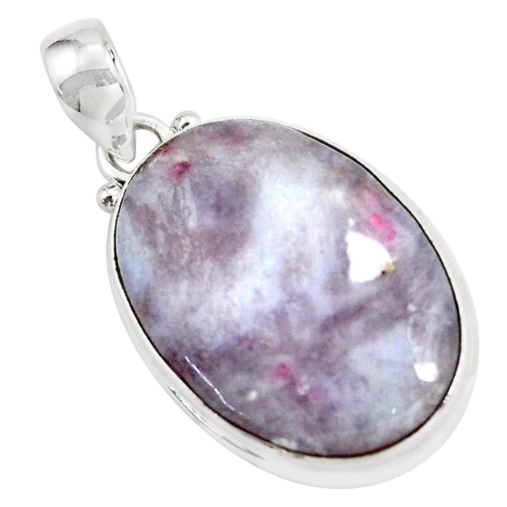 925 sterling silver 18.70cts natural pink tourmaline in quartz pendant d31790