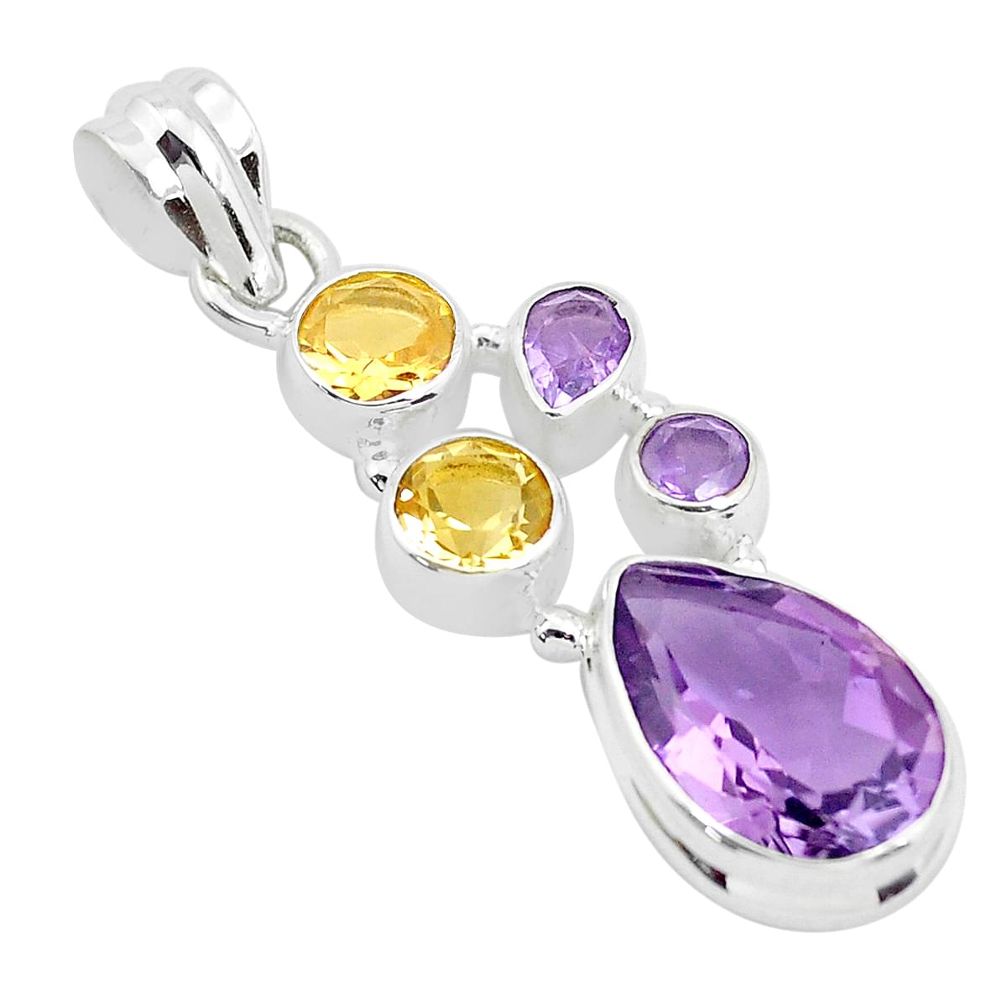 925 sterling silver 9.39cts natural purple amethyst citrine pendant p49812