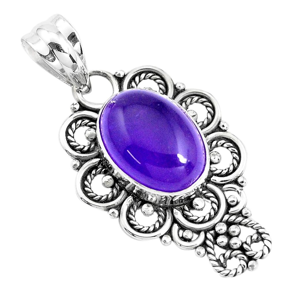 925 sterling silver 6.33cts natural purple amethyst oval pendant jewelry p39404