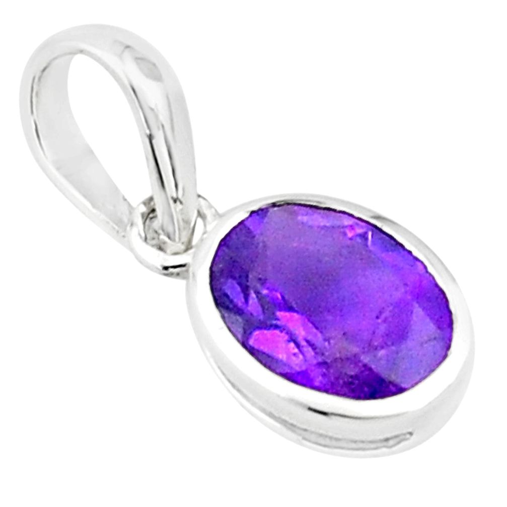 925 sterling silver 2.58cts natural purple amethyst oval pendant jewelry p73703