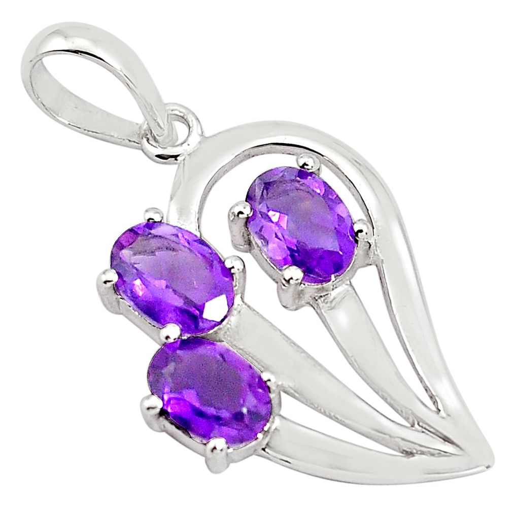 925 sterling silver 4.80cts natural purple amethyst oval pendant jewelry p82064