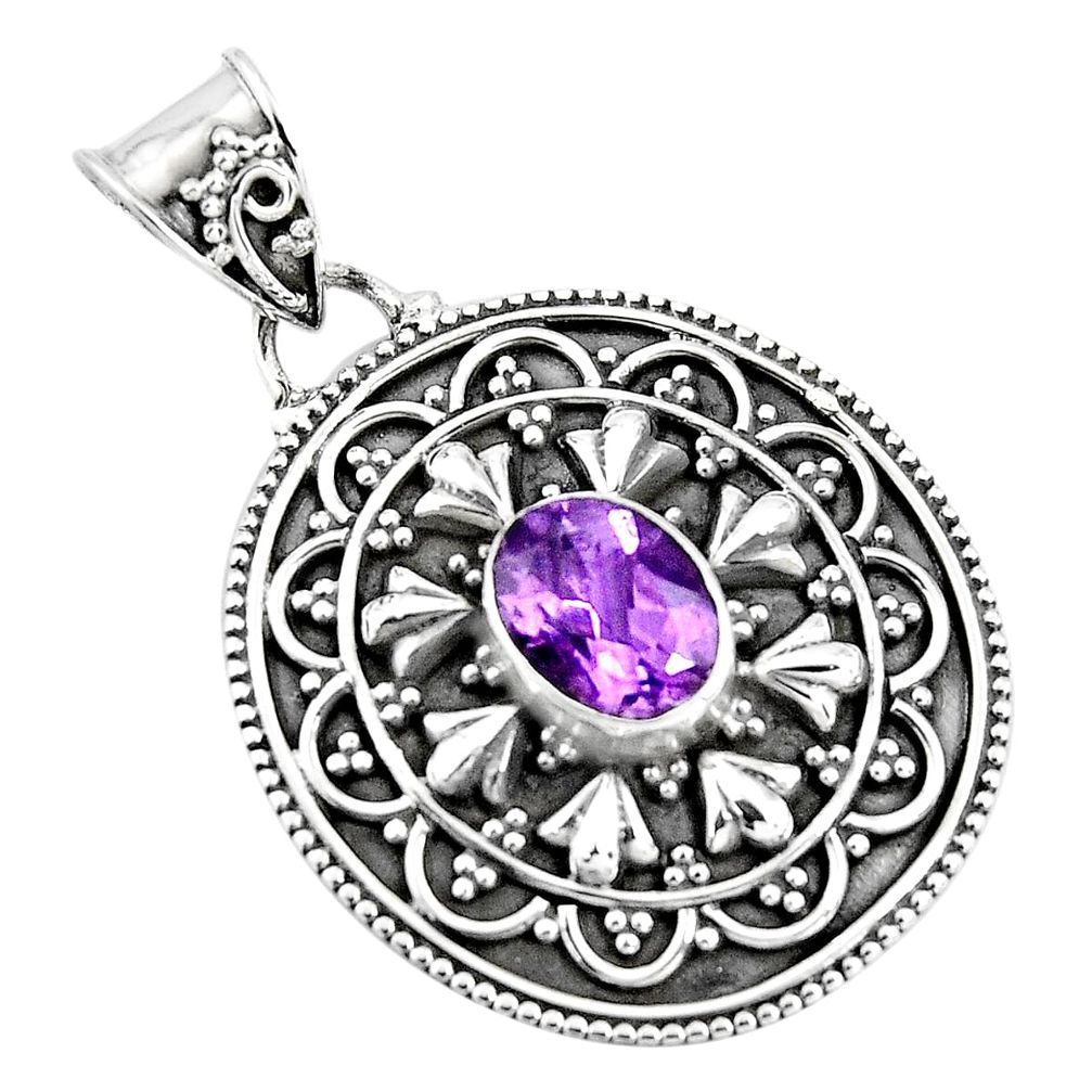 925 sterling silver 2.24cts natural purple amethyst oval pendant jewelry p90246