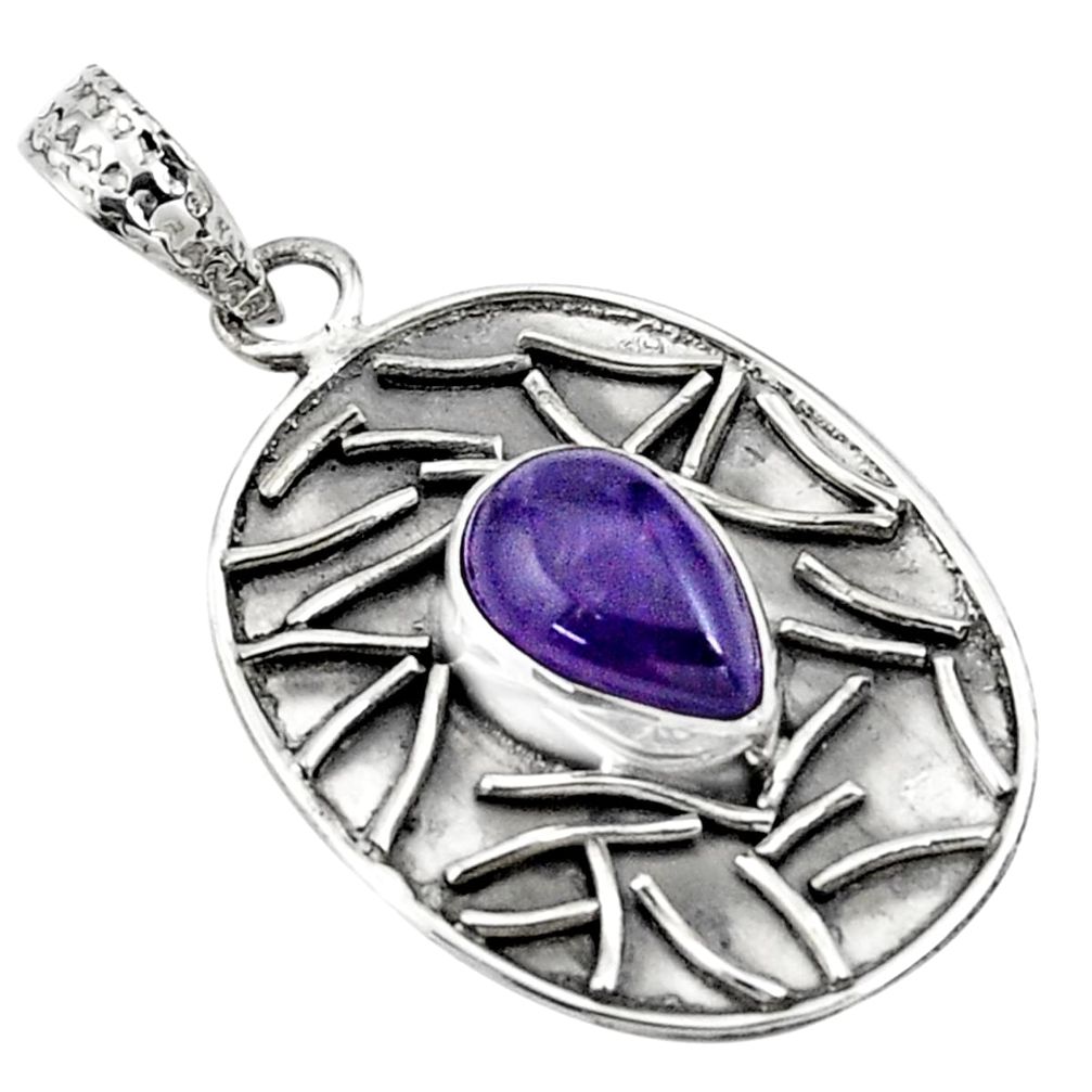 925 sterling silver 4.55cts natural purple amethyst pear pendant jewelry p78471