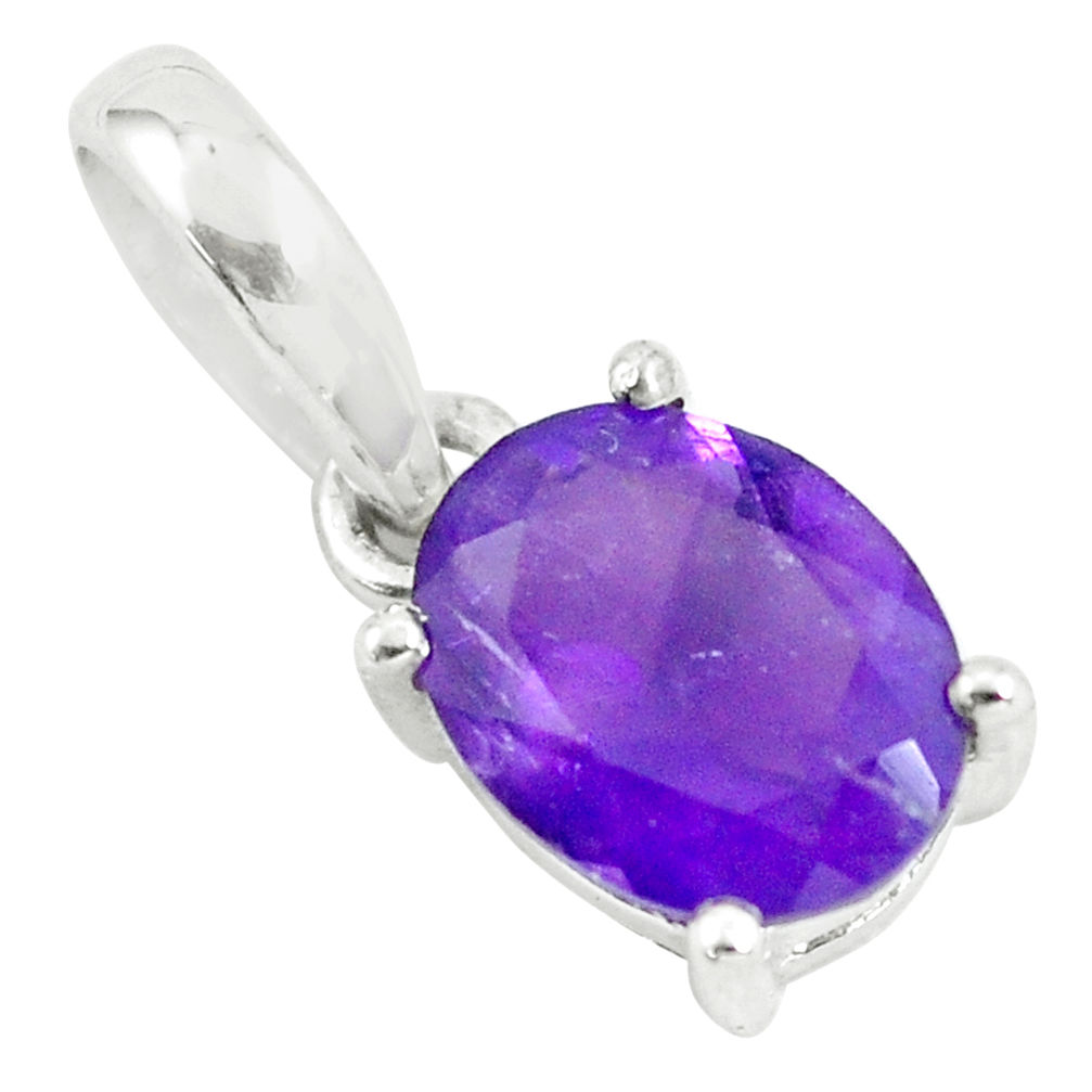 925 sterling silver 3.01cts natural purple amethyst pendant jewelry p62407
