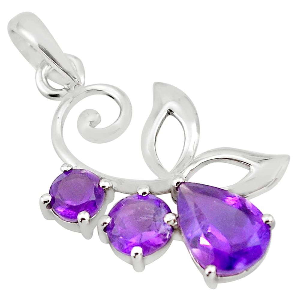 925 sterling silver 3.93cts natural purple amethyst pendant jewelry p82020