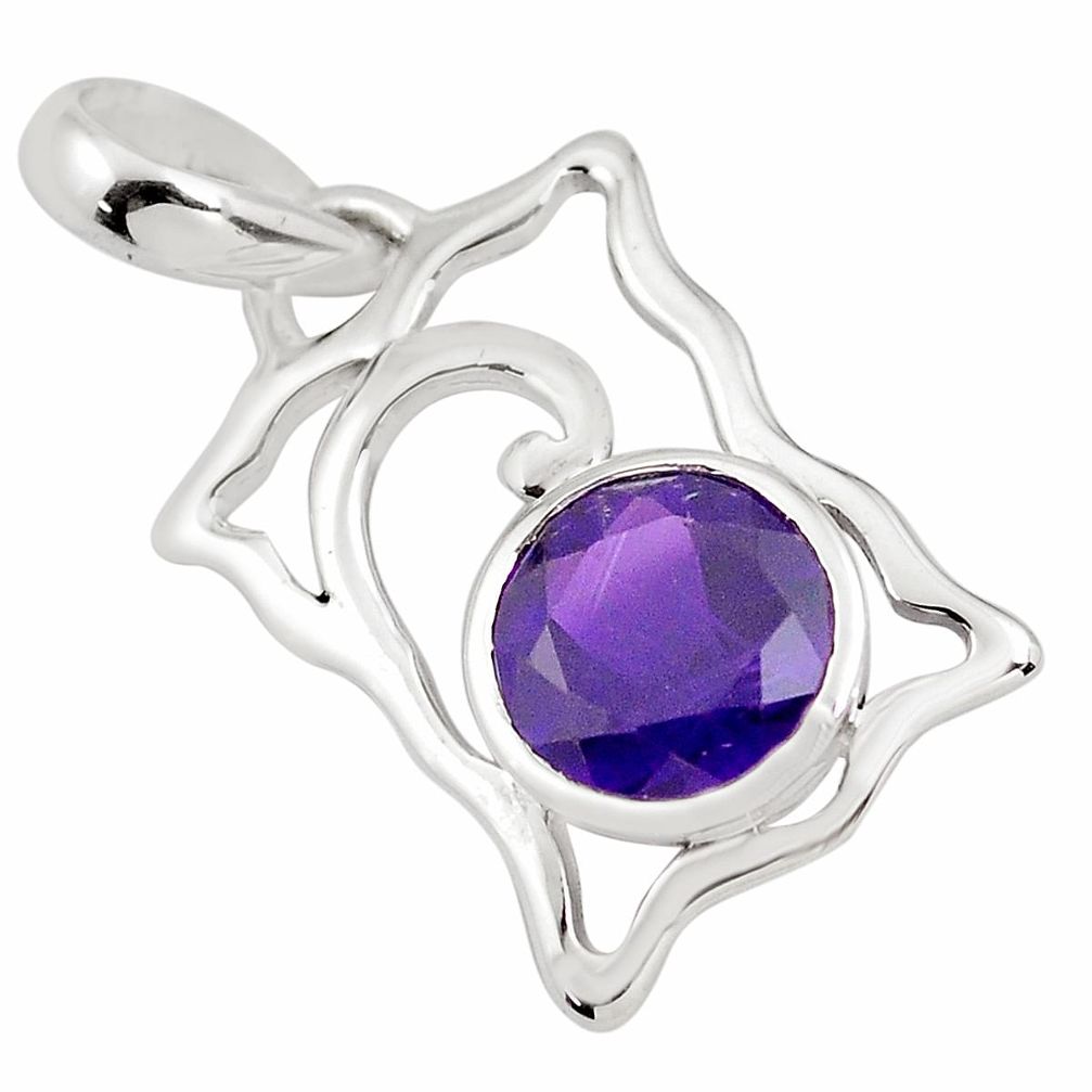 925 sterling silver 2.96cts natural purple amethyst pendant jewelry p82110