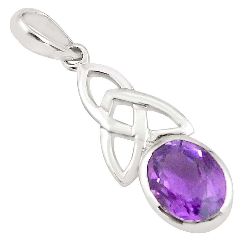 925 sterling silver 4.30cts natural purple amethyst pendant jewelry p82504