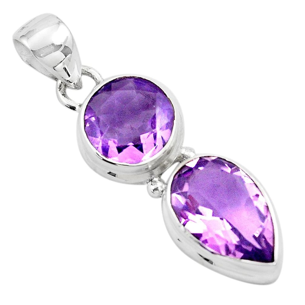 925 sterling silver 10.81cts natural purple amethyst pendant jewelry p87984