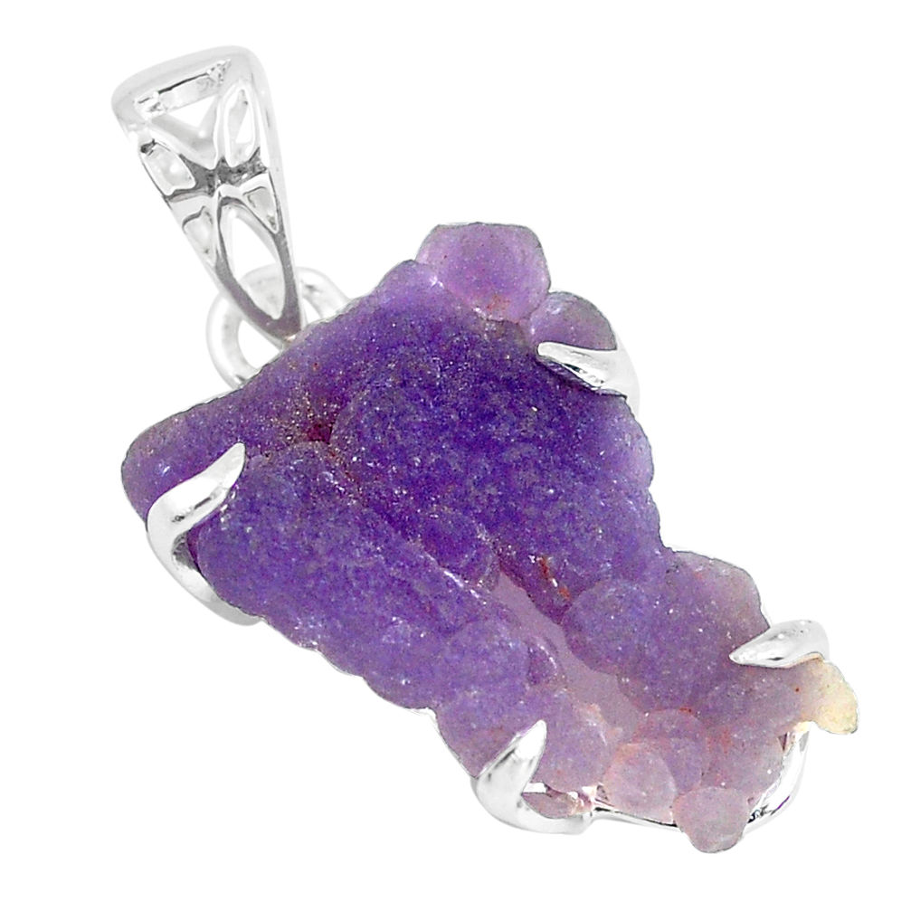 925 sterling silver 12.54cts natural purple grape chalcedony pendant p63432