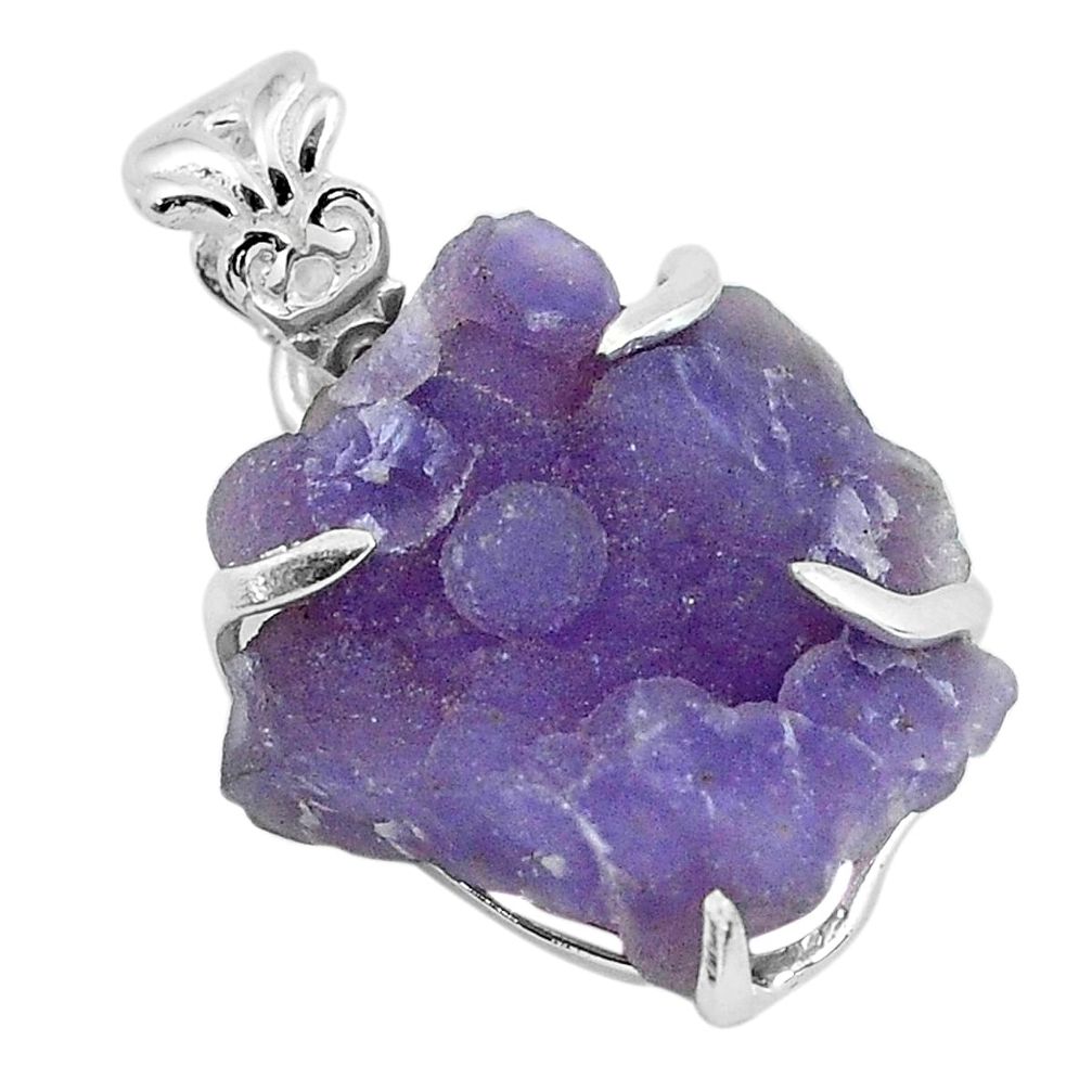 925 sterling silver 15.34cts natural purple grape chalcedony pendant p68988