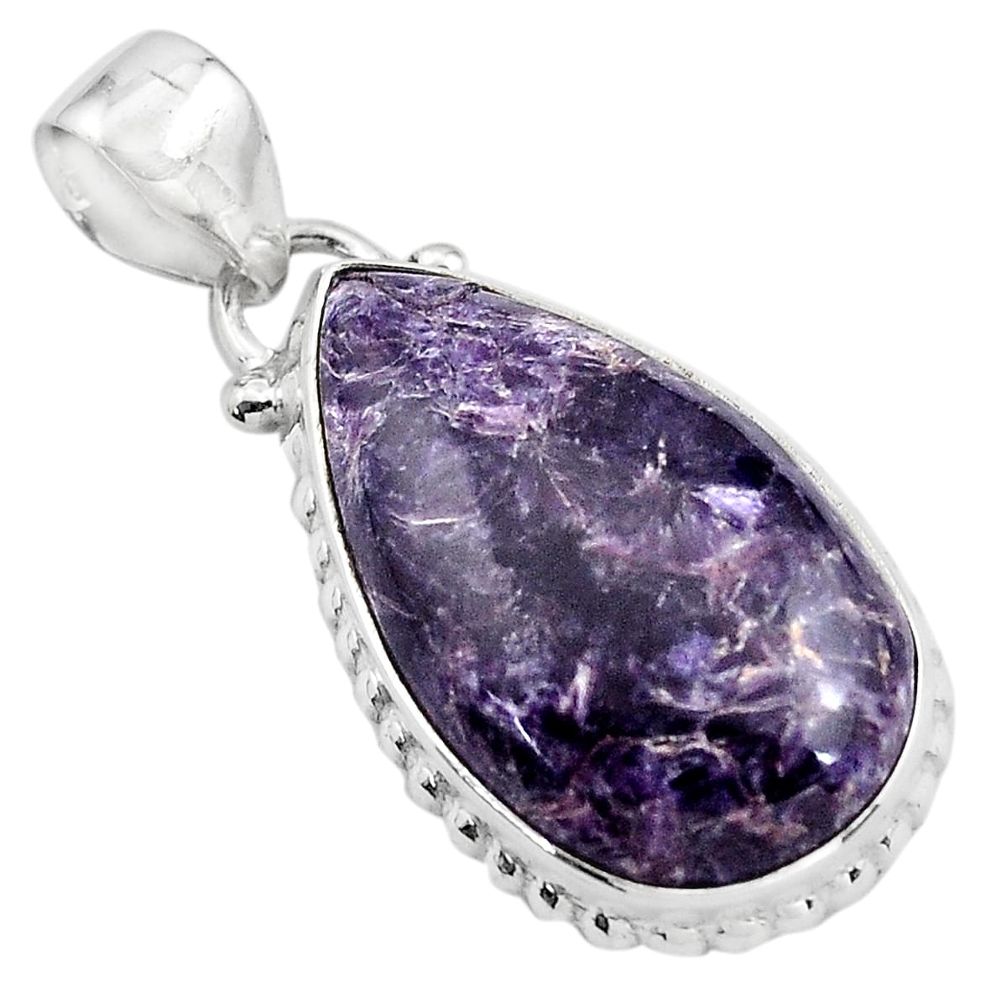 925 sterling silver 15.65cts natural purple lepidolite pear pendant p85528