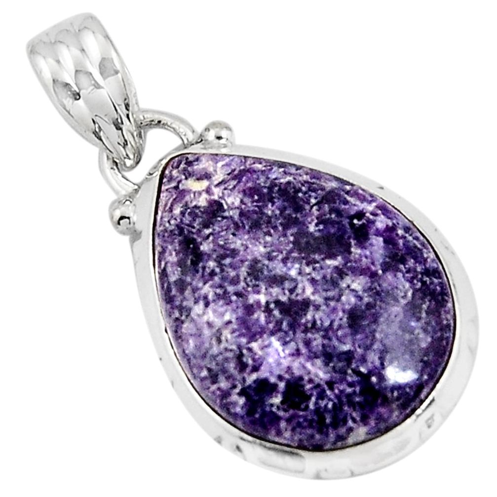 925 sterling silver 10.65cts natural purple lepidolite pendant jewelry p90500