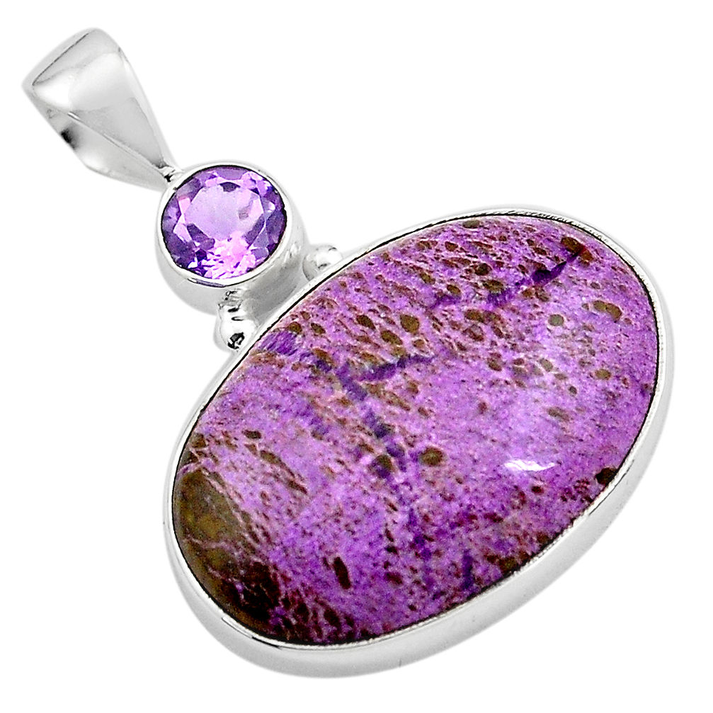 925 sterling silver 15.65cts natural purple purpurite amethyst pendant p85383
