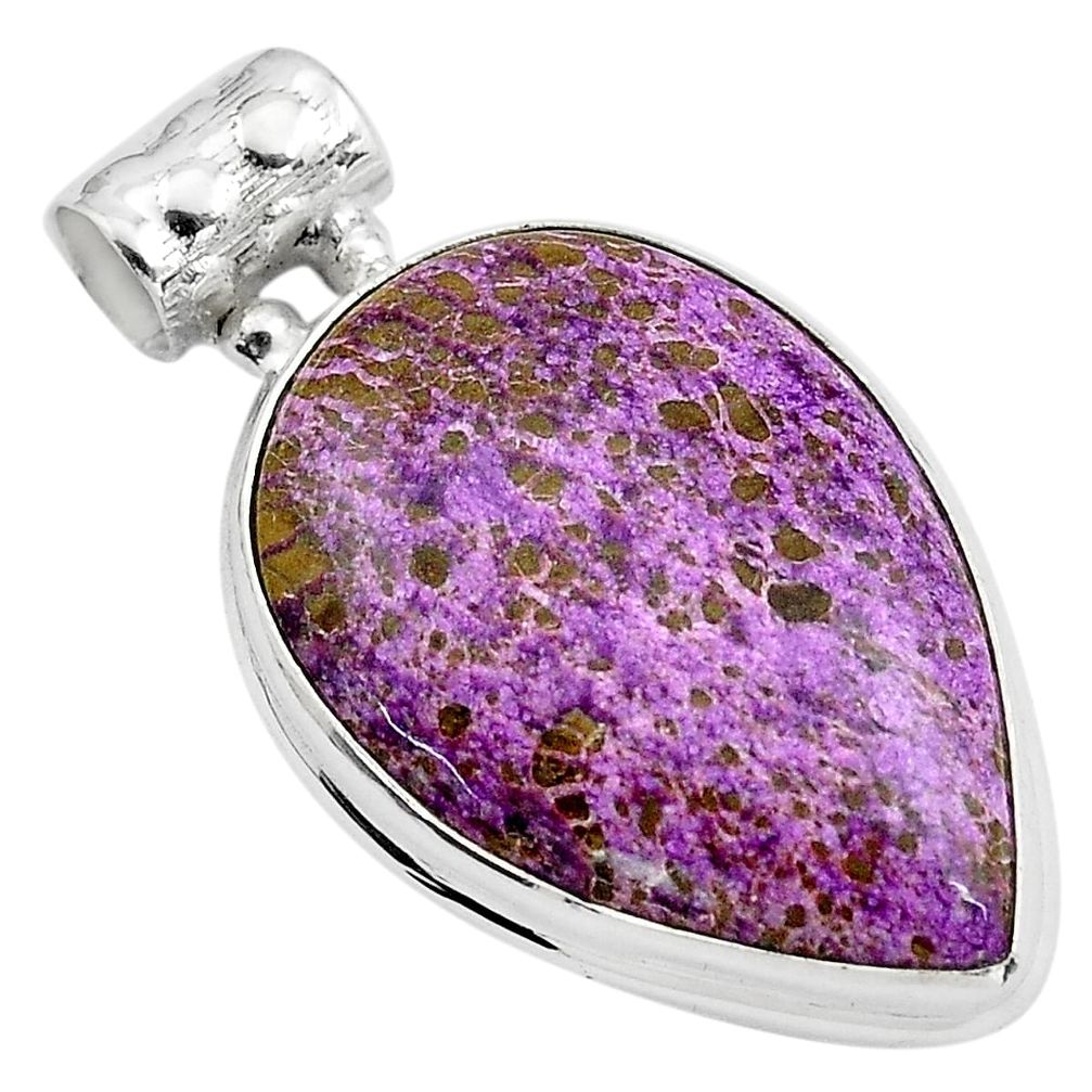 925 sterling silver 16.20cts natural purple purpurite pear pendant p85389
