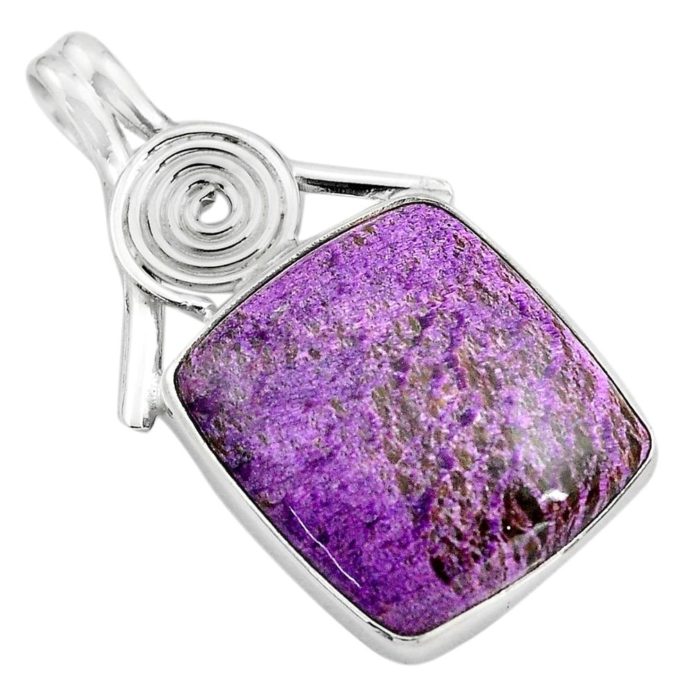 925 sterling silver 17.22cts natural purple purpurite pendant jewelry p85393