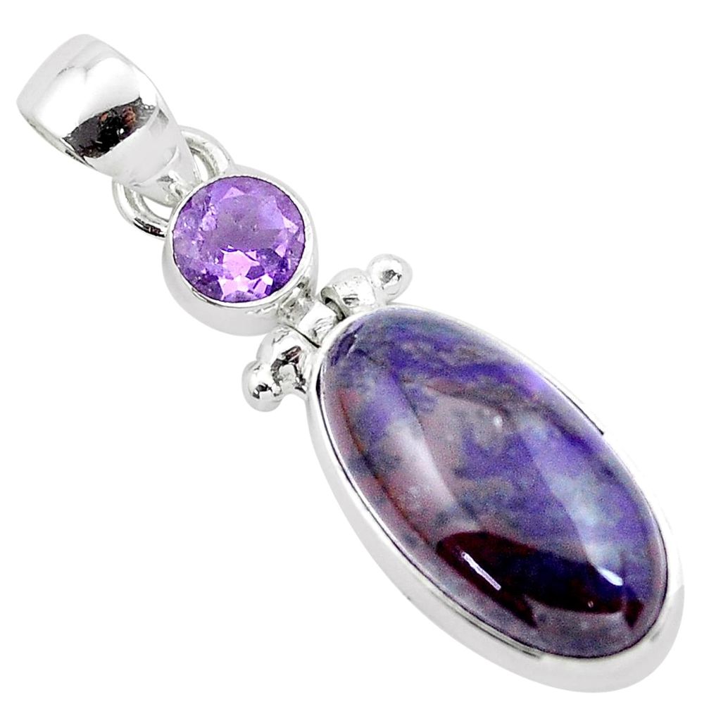925 sterling silver 13.66cts natural purple sugilite amethyst pendant p53430