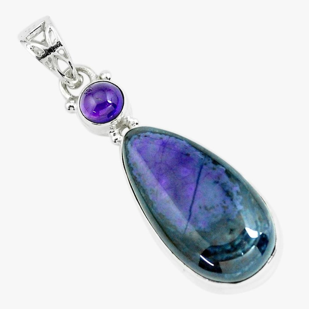 925 sterling silver 24.38cts natural purple sugilite amethyst pendant p66036