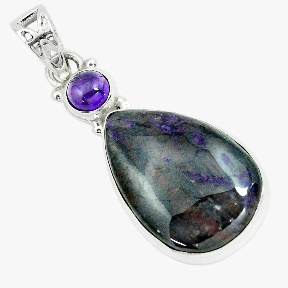 925 sterling silver 19.23cts natural purple sugilite amethyst pendant p66039