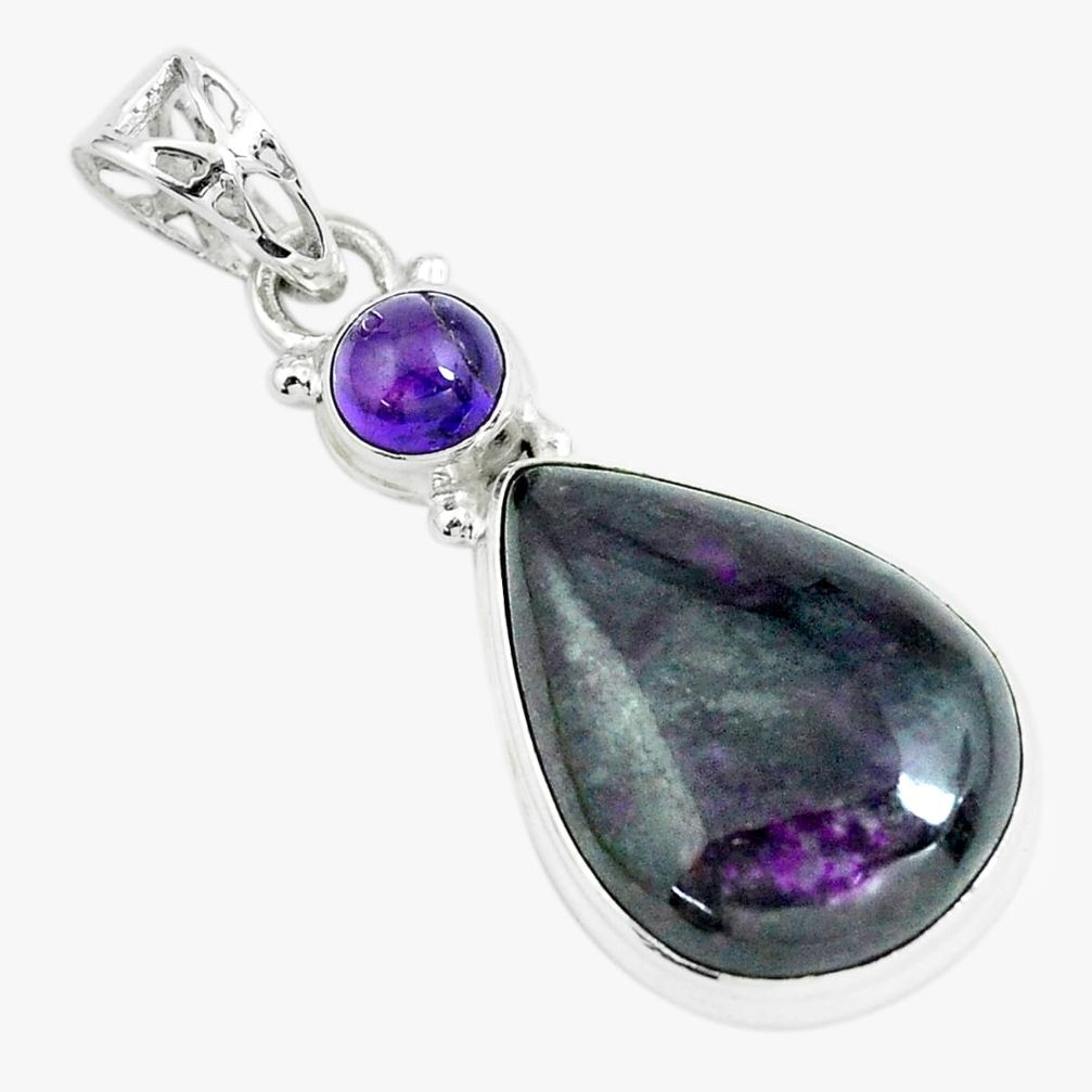 925 sterling silver 17.22cts natural purple sugilite amethyst pendant p66060