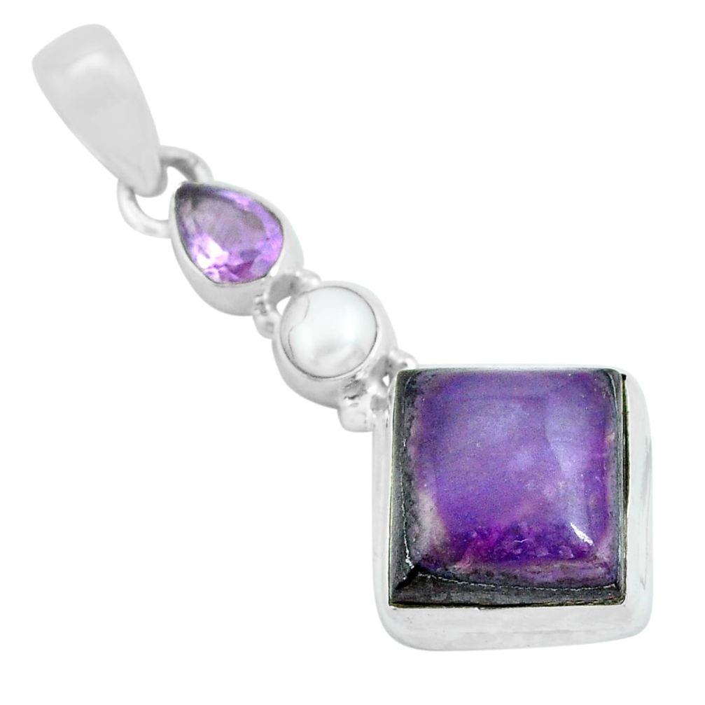 925 sterling silver 14.41cts natural purple sugilite amethyst pendant p69593