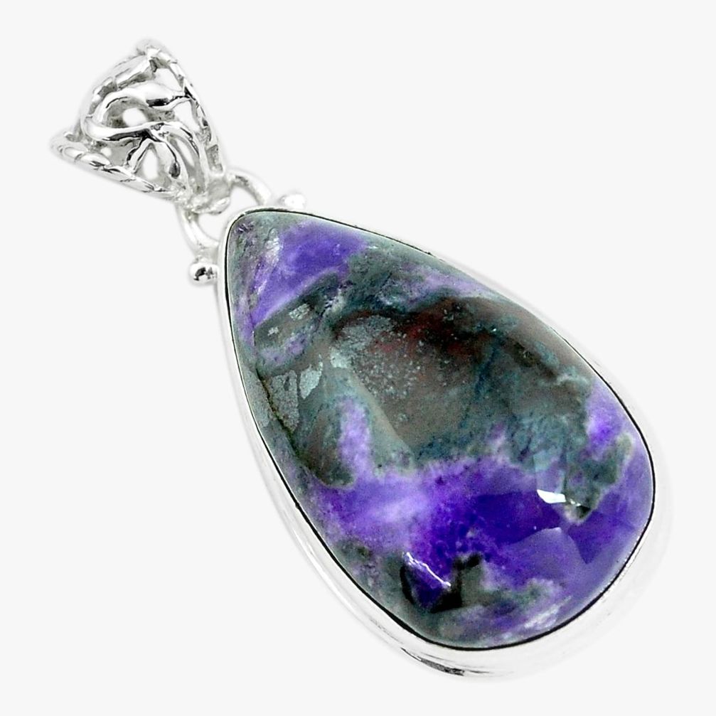 925 sterling silver 32.73cts natural purple sugilite pear pendant jewelry p65934