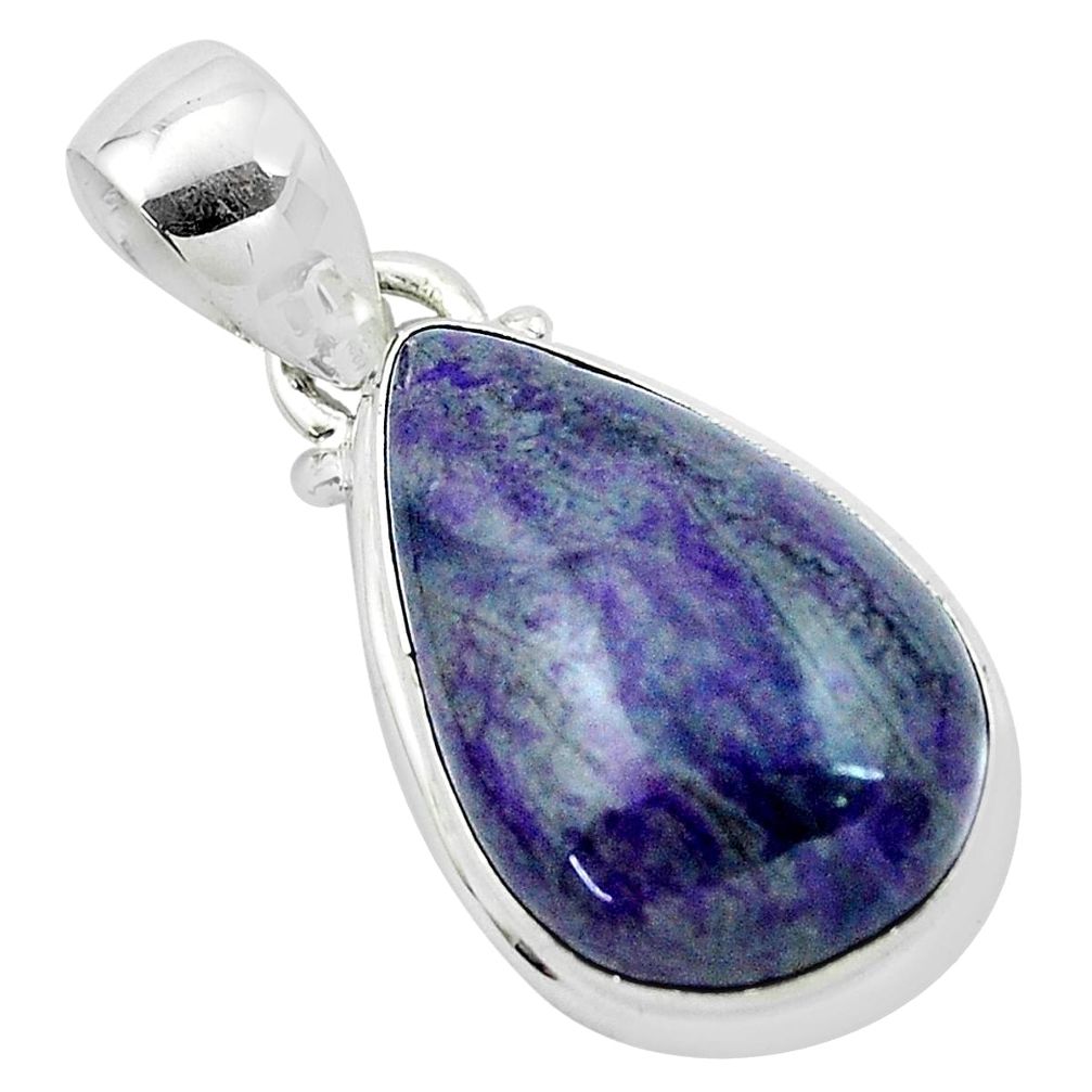 925 sterling silver 14.72cts natural purple sugilite pendant jewelry p53544