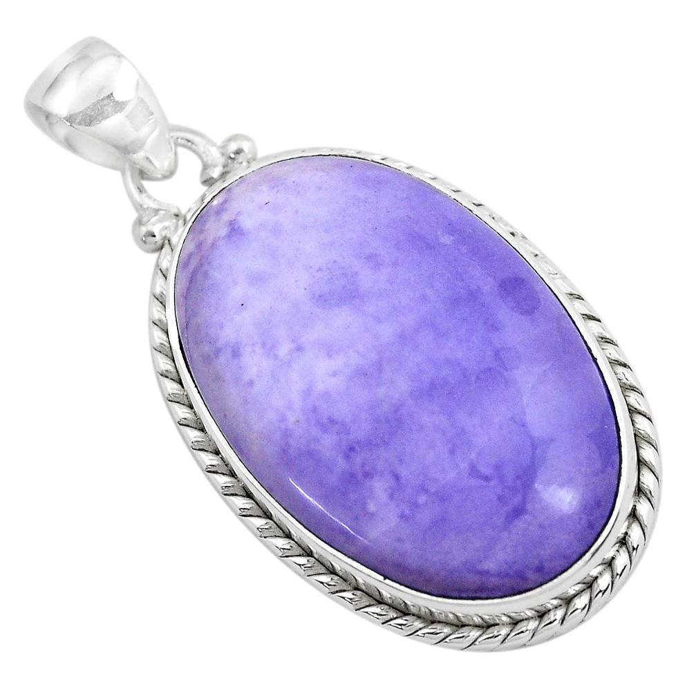 925 sterling silver 21.03cts natural purple tiffany stone oval pendant p41230