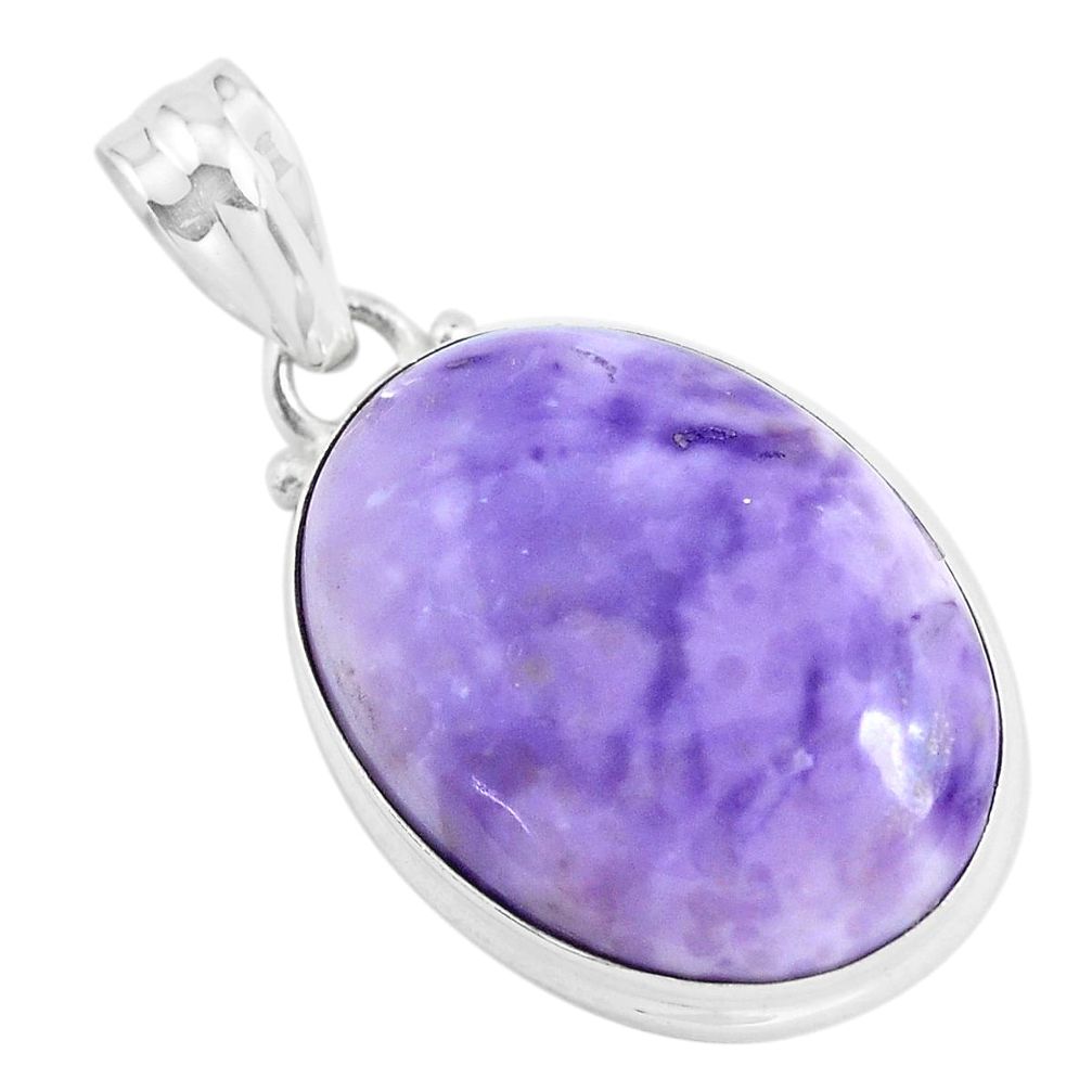 925 sterling silver 19.23cts natural purple tiffany stone pendant jewelry p46093